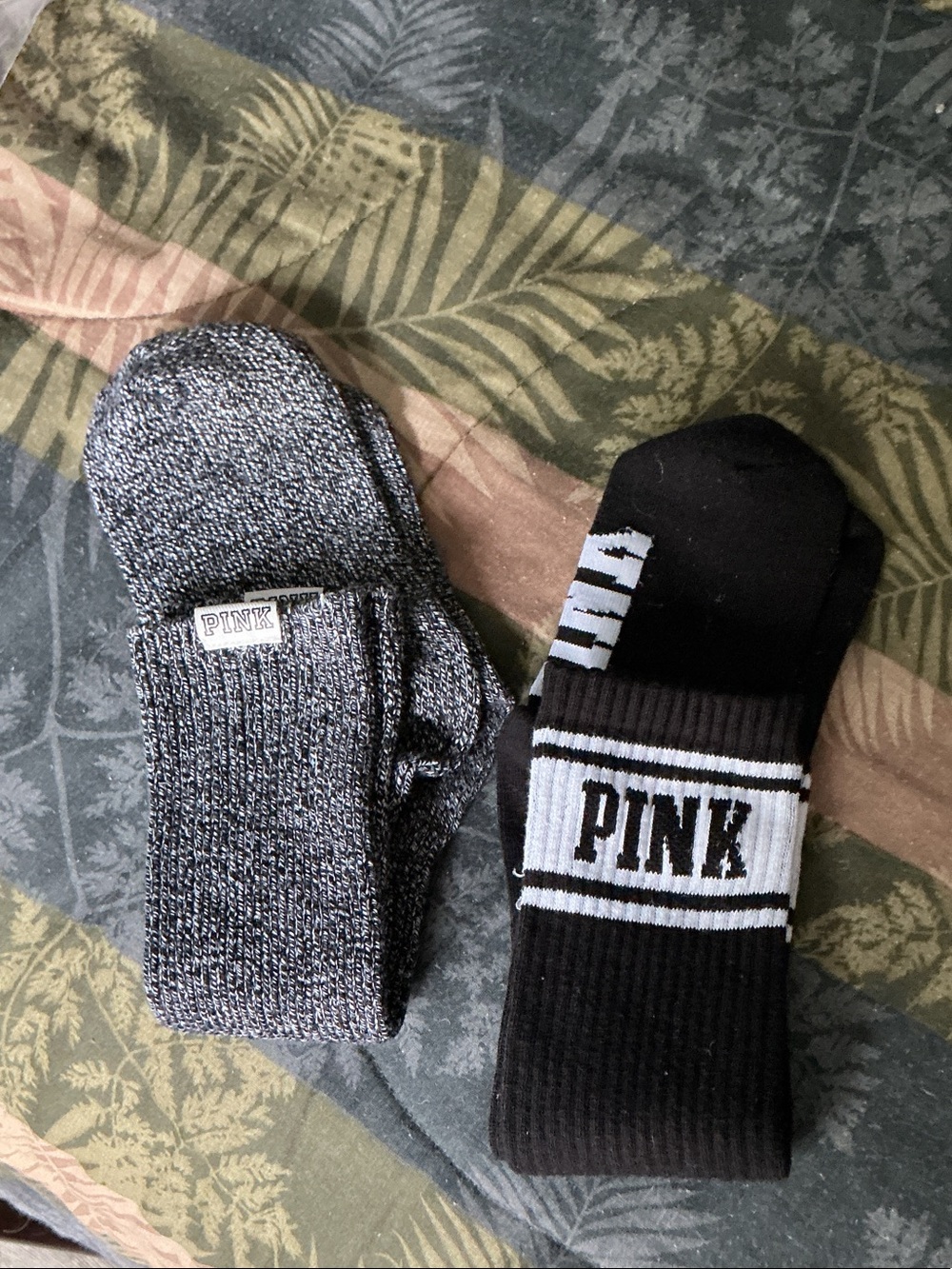 PINK Victoria's Secret Men's Sock Duo - Black & Heather Gray